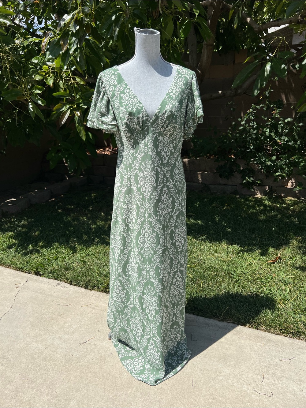 Abercrombie & Fitch Sage Green Floral-Print Maxi Dress